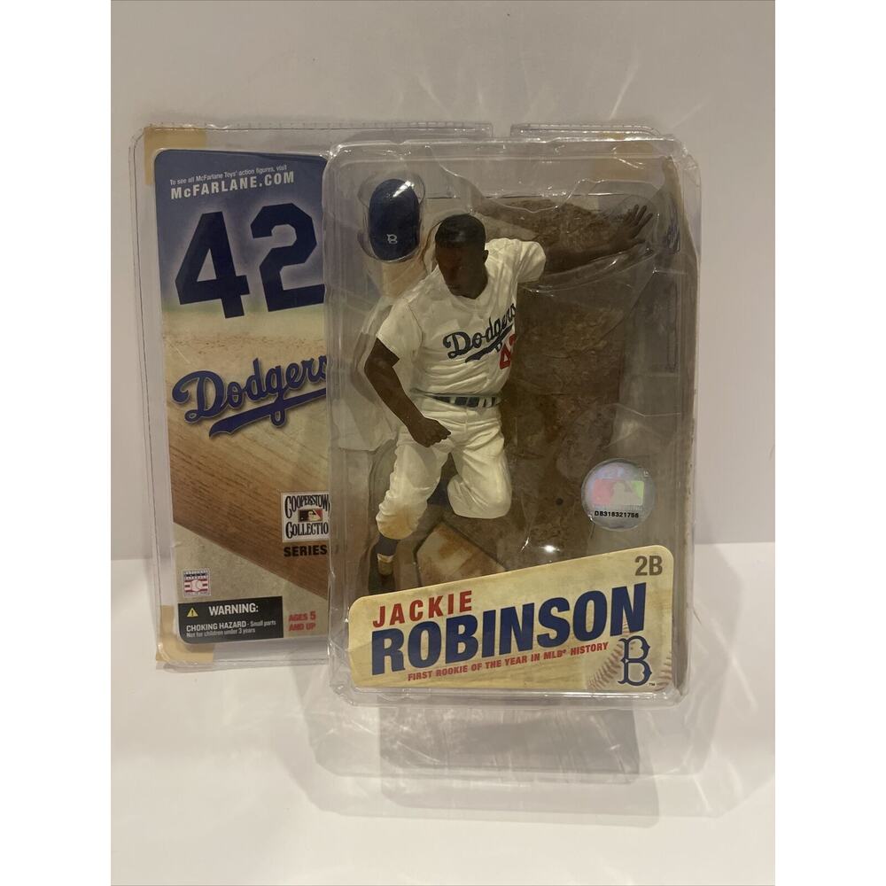 NOS Jackie Robinson McFarlane Cooperstoen Collection Brooklyn Dodgers Toy Figure